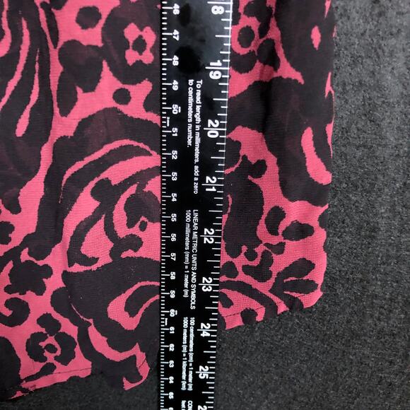 Ann Taylor  LOFT Womens Blouse Maroon Black Floral Long Sleeve Sheer Large - Picture 9 of 11